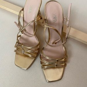 Gold Strappy Heels